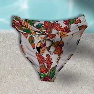 mynah for J.C. Penney High Waisted High Leg Bottom White Orange Green Medium